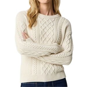 Old Navy Heritage Crew Cream Cable Knit Sweater Women L Rory Gilmore